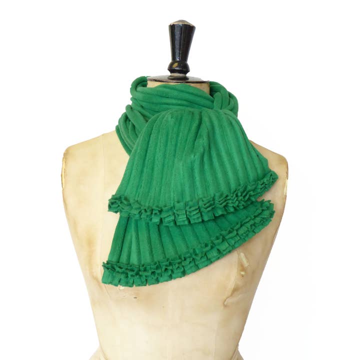 Ruffle Scarf - Emerald Green for wholesale by Anna Falcke
