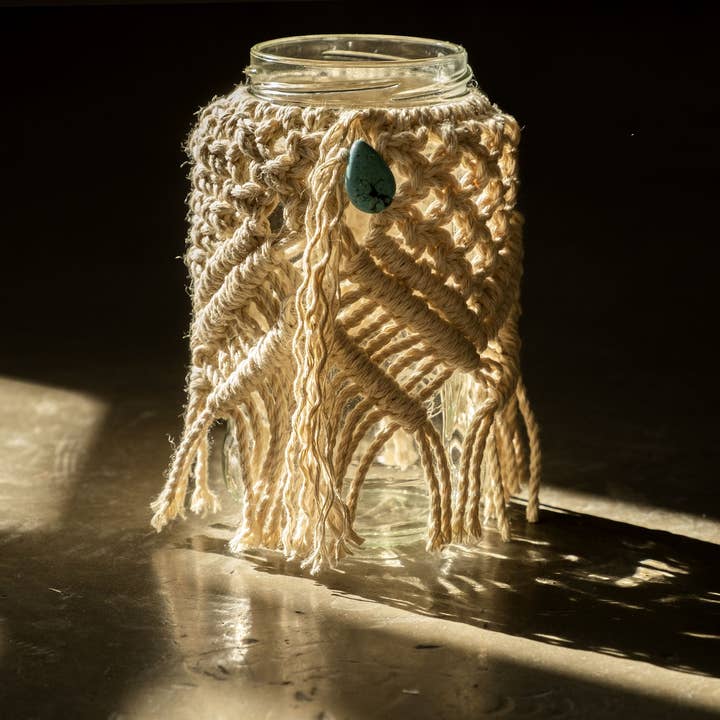 Gypsy Moon Arts - Wholesale Candle Holder - Macrame Vase, Jar Cover, Macrame Candle Holder.