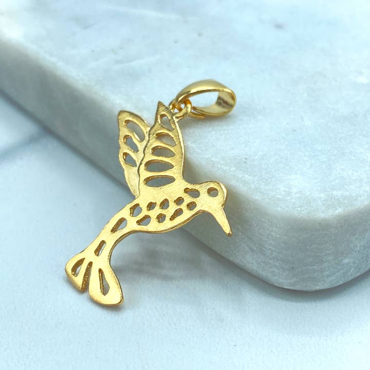 18k Gold Filled Cutout Hummingbird Pendant, Spring Jewelry Inspiration, Bird Pendant for wholesale by Luxus Accessories