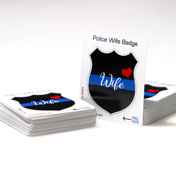 Proud Police Officer Wife Badge Sticker for wholesale by Real Sticky