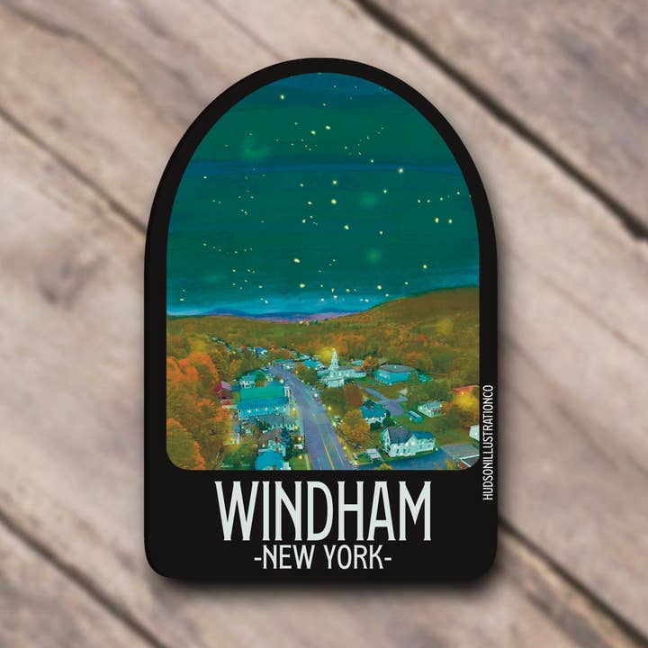 Waterproof Vinyl Sticker - Windham New York, Ski Resort Town for wholesale by Hudson Illustration Co - About Town Co