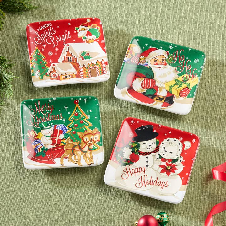 Plato de Canapés Retro de Navidad de Santa 6in surtido. para venta al por mayor de Certified International