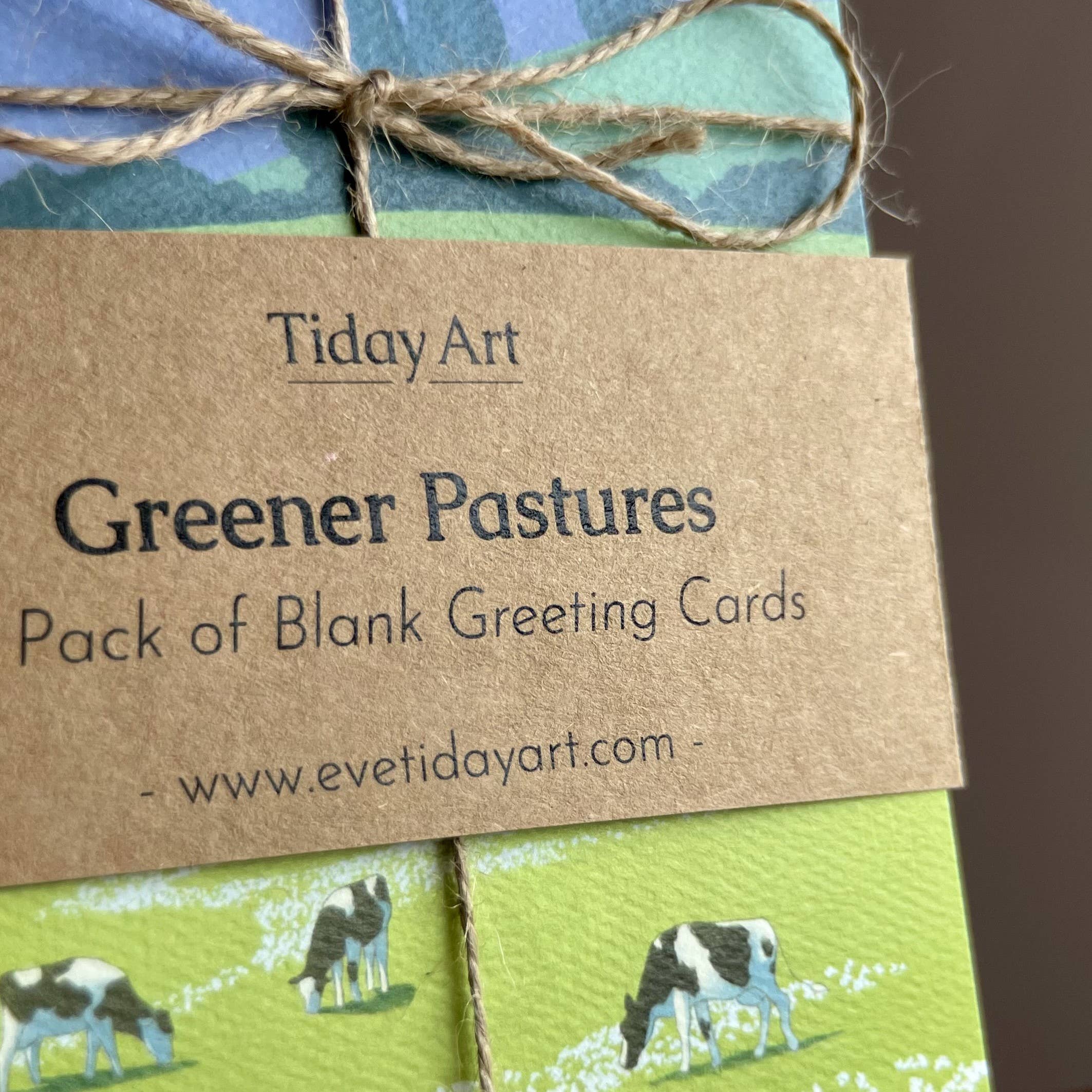 Tiday Art - Wholesale Everyday Greeting Card - Greener Pastures - A6 Greeting Card Pack of Cows Grazing1