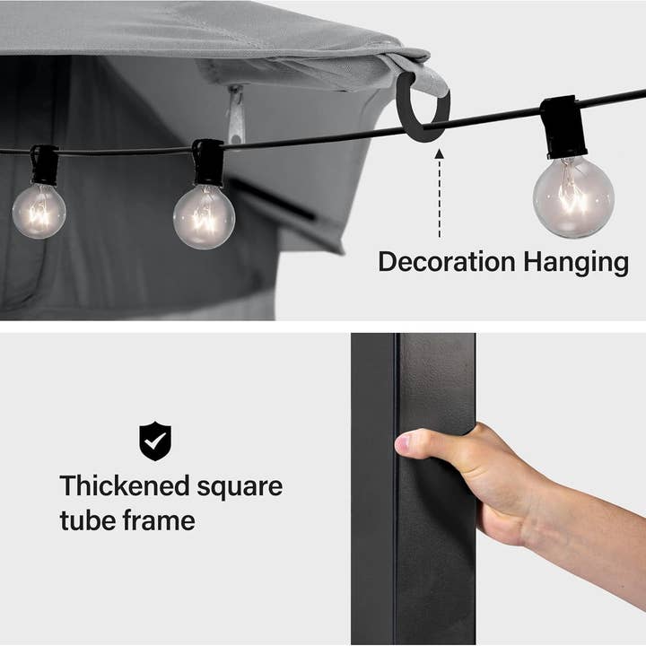 Smoke Grey Outdoor Gazebo 10x13 With Mosquito Netting Weatherproof for wholesale on Faire4