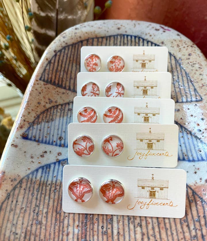 joeyfivecents - Wholesale Stud/Post Earrings - Studs - large silver, handstamped tangerine garden collectn7