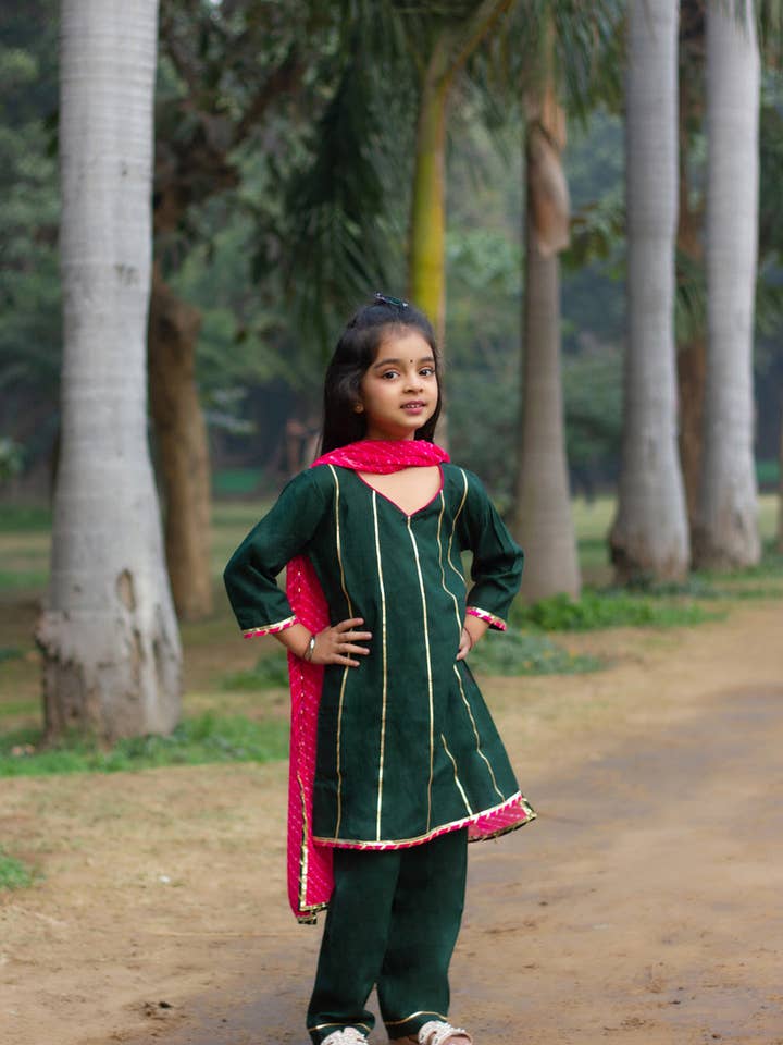 Azma - Girls green Kurta Payjama for wholesale by House of Amaya