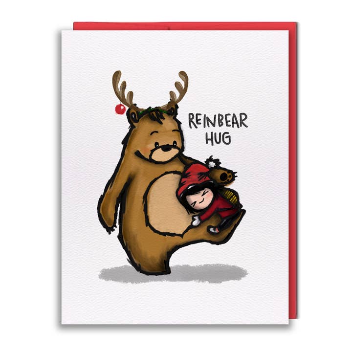 Carte de vœux - Câlin d'ours de Noël pour la vente par studio vcky