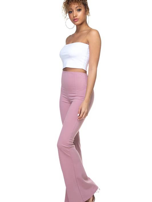 Einfarbige Strickhose mit Glockenunterteil für den Großhandel von MintChoco