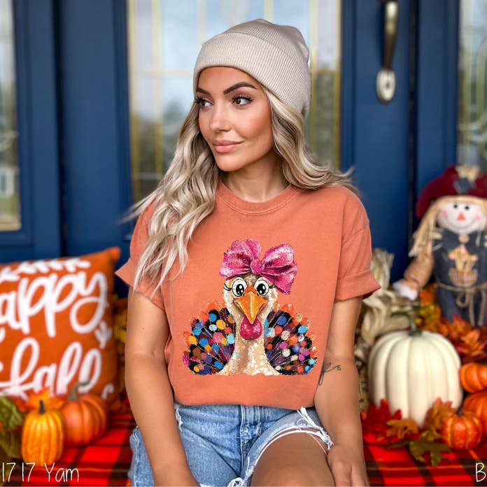 Bama Screens - Wholesale Graphic Sweatshirt - Women's - Glam Glitter Brushstroke Turkey #BS83875