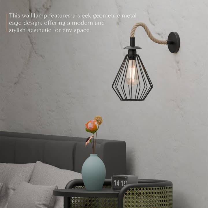 Black Wall Sconce Lighting Rope Fixture ~6490 for wholesale by Ledsone