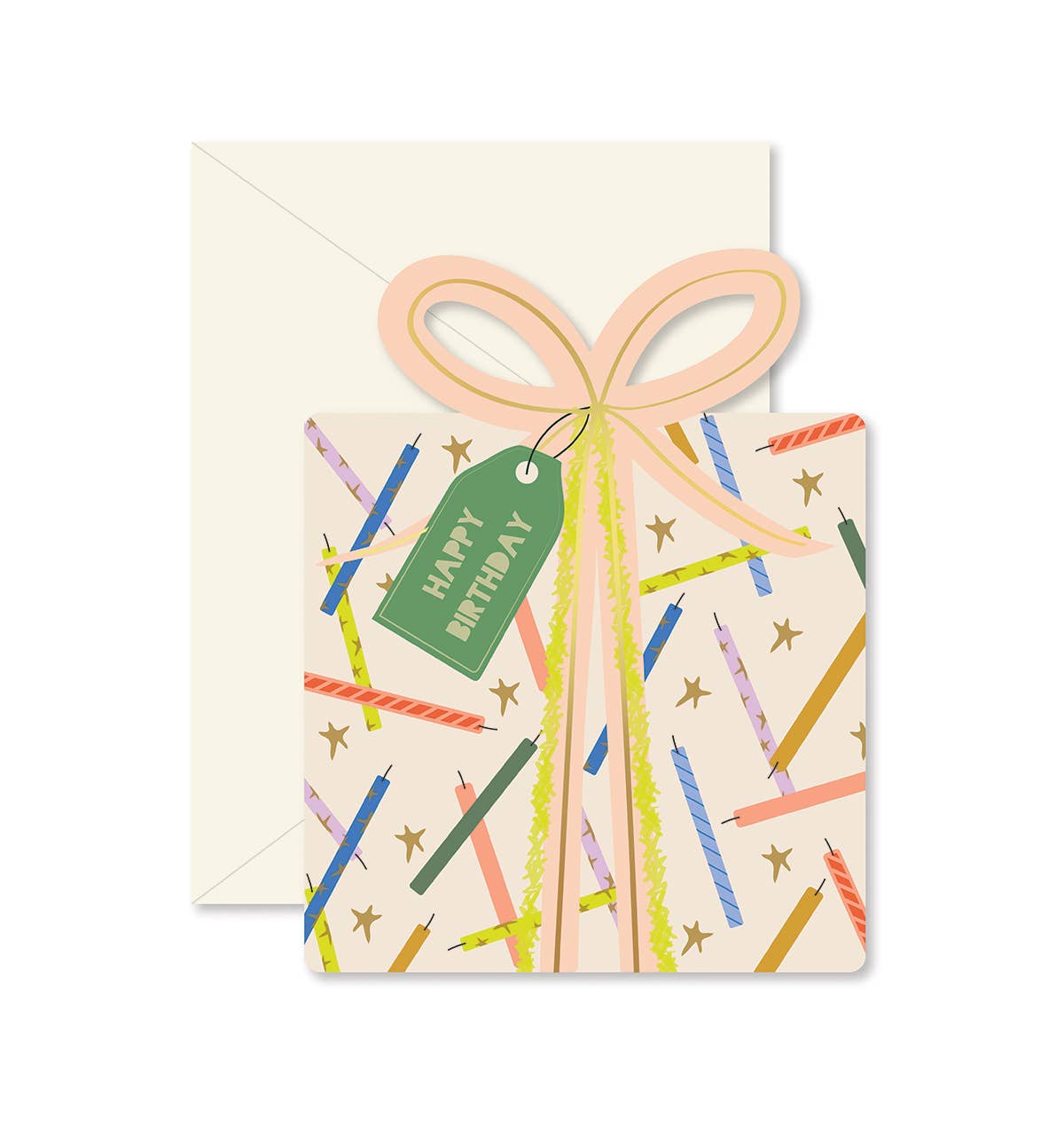 Ginger P. Designs - Vente Cartes d'anniversaire - Carte pliée découpée avec chandelles en forme d'étoile pour anniversaire