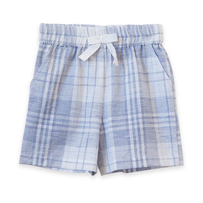 Hverdagsshorts - Blue Slub Check for engroshandel hos Beet World