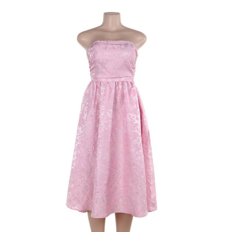 Rosa Clothing - Wholesale Dress - Women's - Jacquard satin swing cami dress2