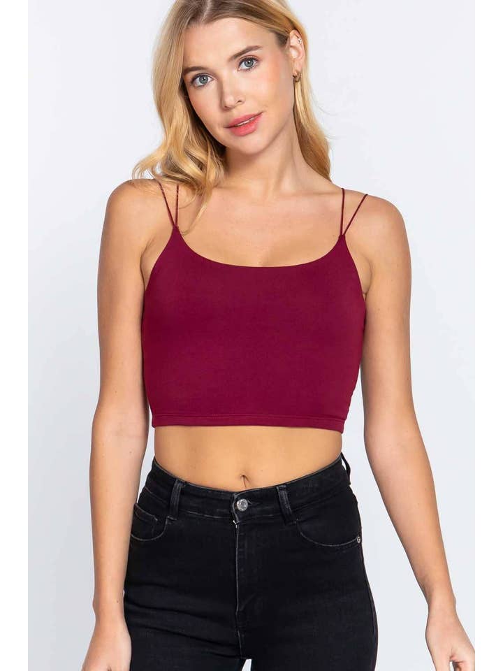 Vanilla Monkey - Wholesale Tank Top - Women's - Round Neck Elastic Strap Two Ply Knit Cami Crop Top2