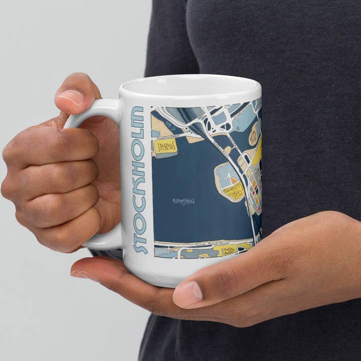 Caneca ilustrada STOKHOLMO - Design City Maps por atacado de EmYLo