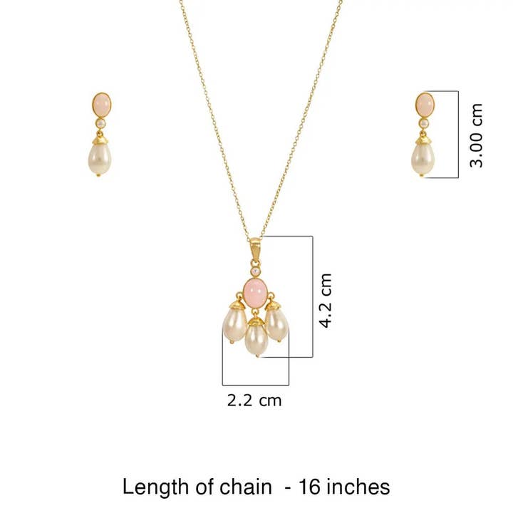 Pink Opal og syntetisk perle ædelsten besat 925 Sterling sølv vedhæng og øreringe sæt for engroshandel hos DIAJEWELS USA LLC