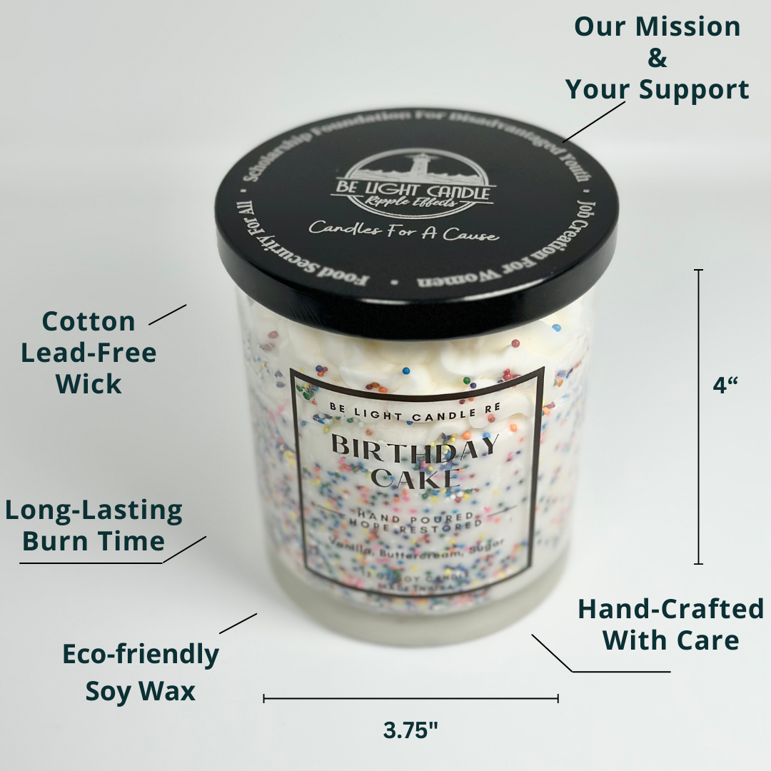 Be Light Candle RE - Wholesale Jar/Filled Candle - Birthday Cake, Scented Soy Candle | Most Loved Gift | Friend6