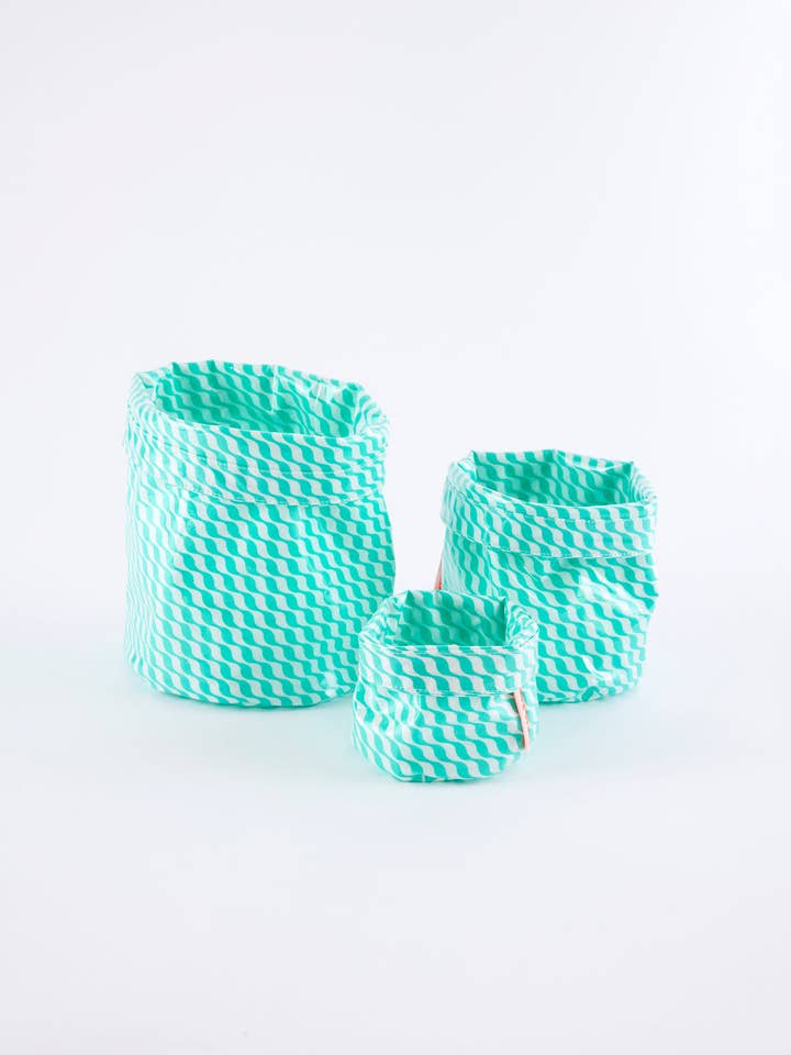 Set of 3 Kifkif baskets in water green for wholesale by Petit Pan