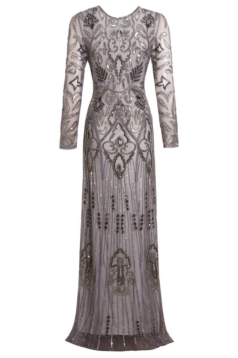 Jywal London® - Wholesale Gown - Women's - Isabella Embellished Long Sleeve Gatsby Maxi Dress5