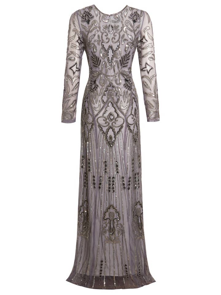 Jywal London® - Wholesale Gown – Women's - Isabella Embellished Long Sleeve Gatsby Maxi Dress5