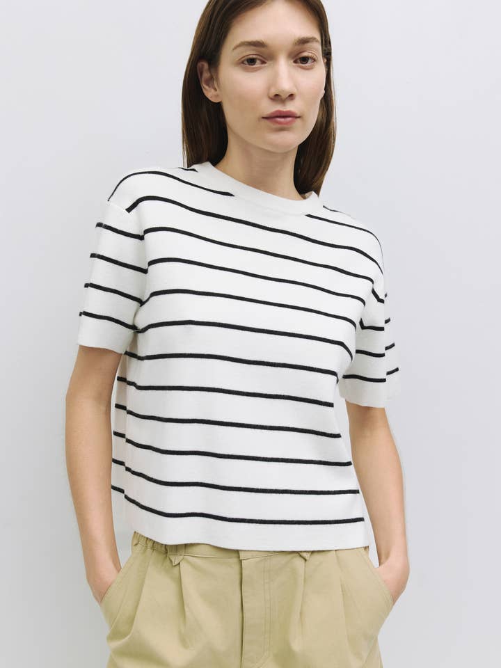 The Sade Top | Striped Boxy T-Shirt for wholesale by MOD REF