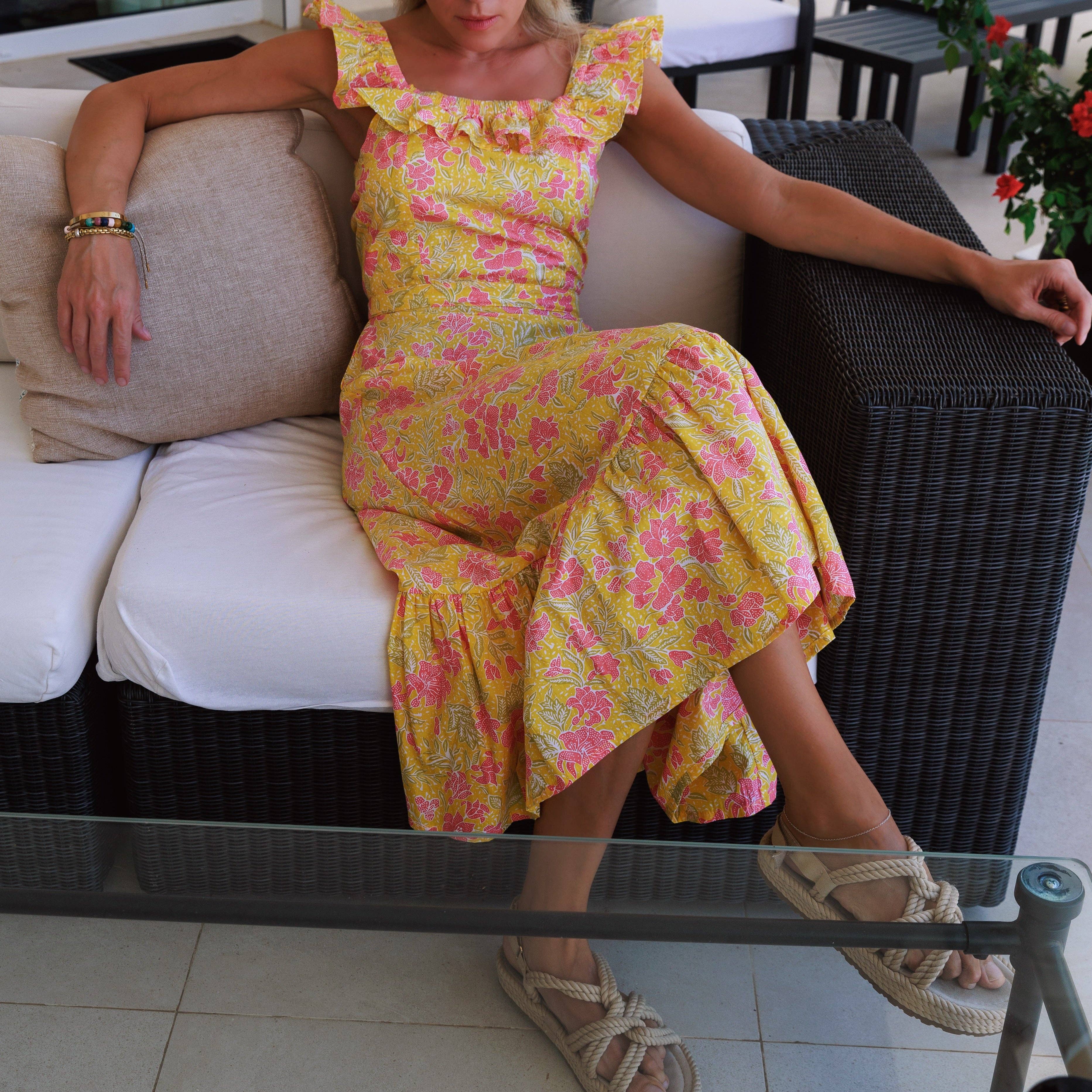 Arifah Studio – wholesale Dress – Women's – Sari Dress - Sunshine Yellow Batik0