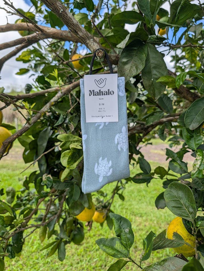 Koloa Farms - Wholesale Socks - Unisex - Sage Green Turtle socks - Hawaiian Print - Honu tropical 2