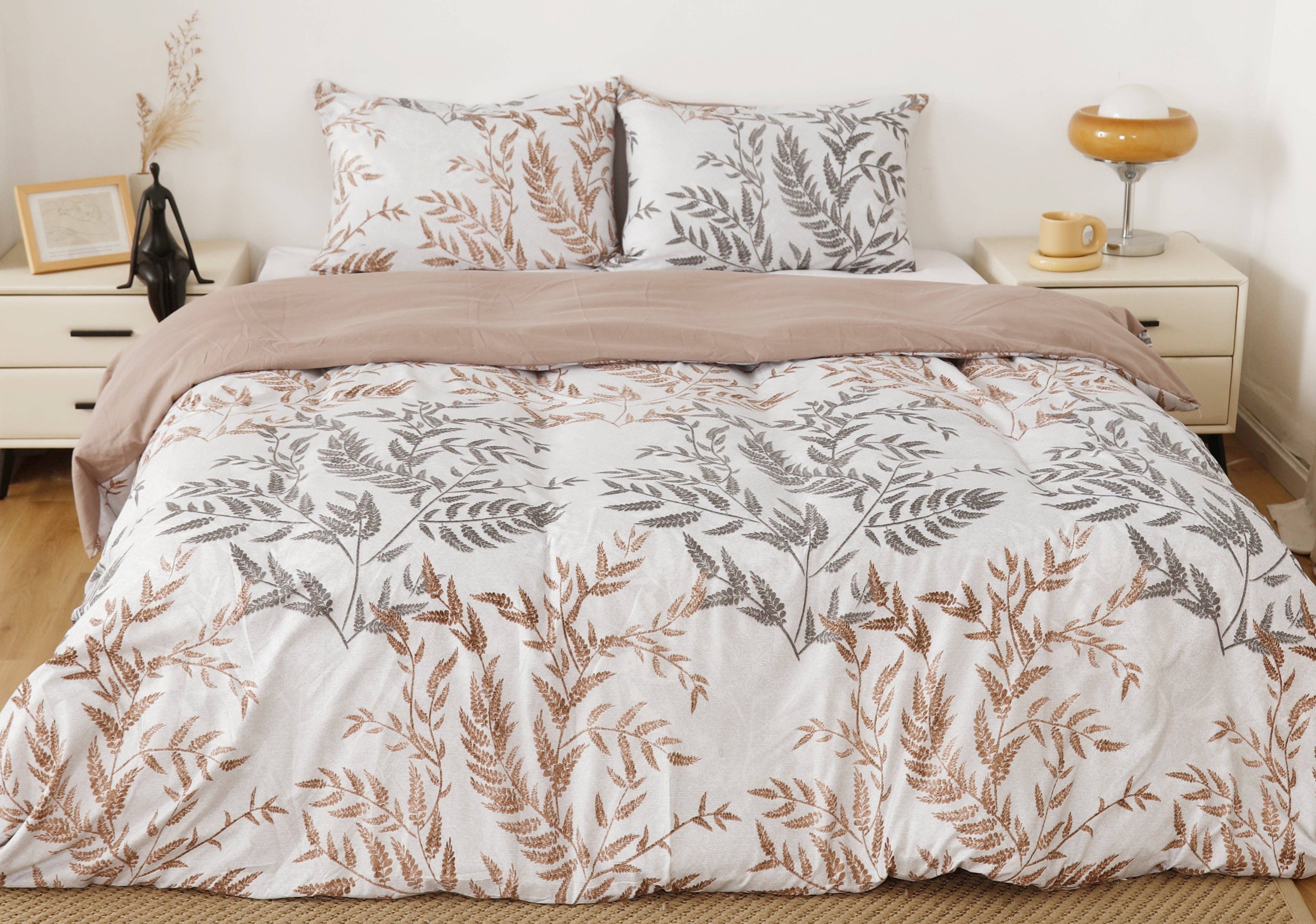 BOD HOME - Vente Housses de couette - Housse de couette imprimée feuilles d'automne avec fermeture éclair1