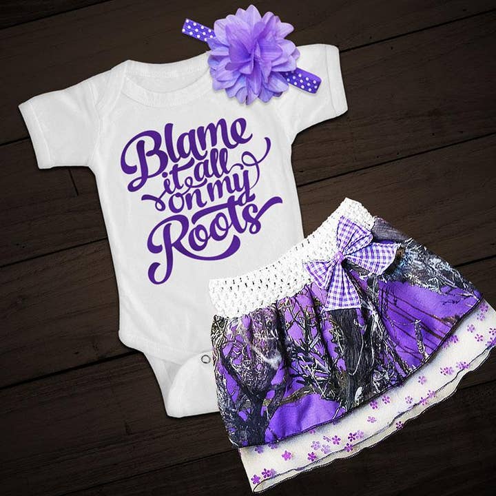 Blaime It On My Roots Skirt Set Purple for wholesale by YOU HAD ME AT CAMO