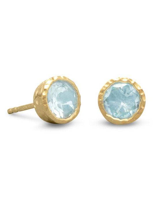 Puces d'oreilles topaze bleue en or 18 carats pour la vente par Stephen Oliver