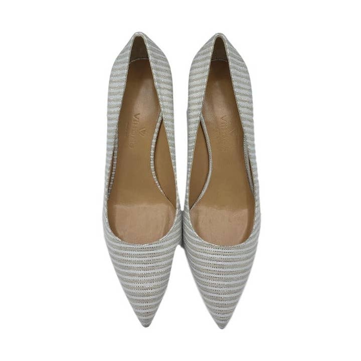 Randiga pumps i vitt tyg med 7 cm klack för wholesale av Vittoria