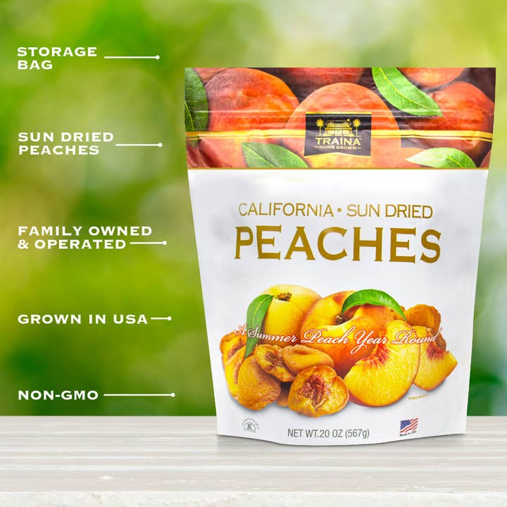 Traina Home Grown - Wholesale Dried/dehydrated fruit - 8 pack of 20 oz. Dried Peaches2