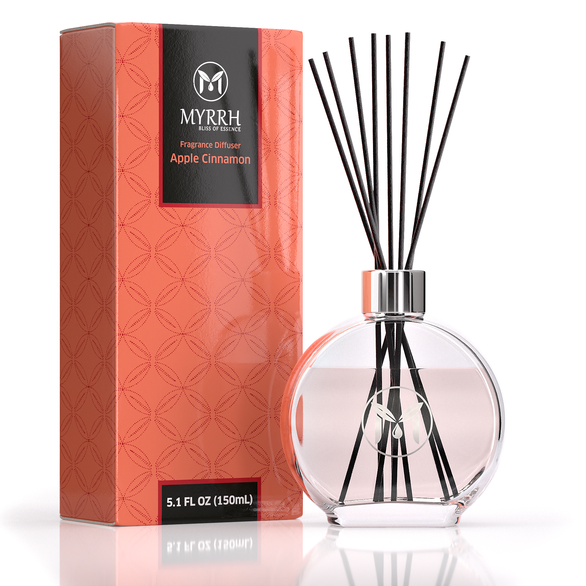 MyrrhUSA – wholesale Doftpinnar – Apple Cinnamon Reed Diffuser Set med 8 rotting pinnar1