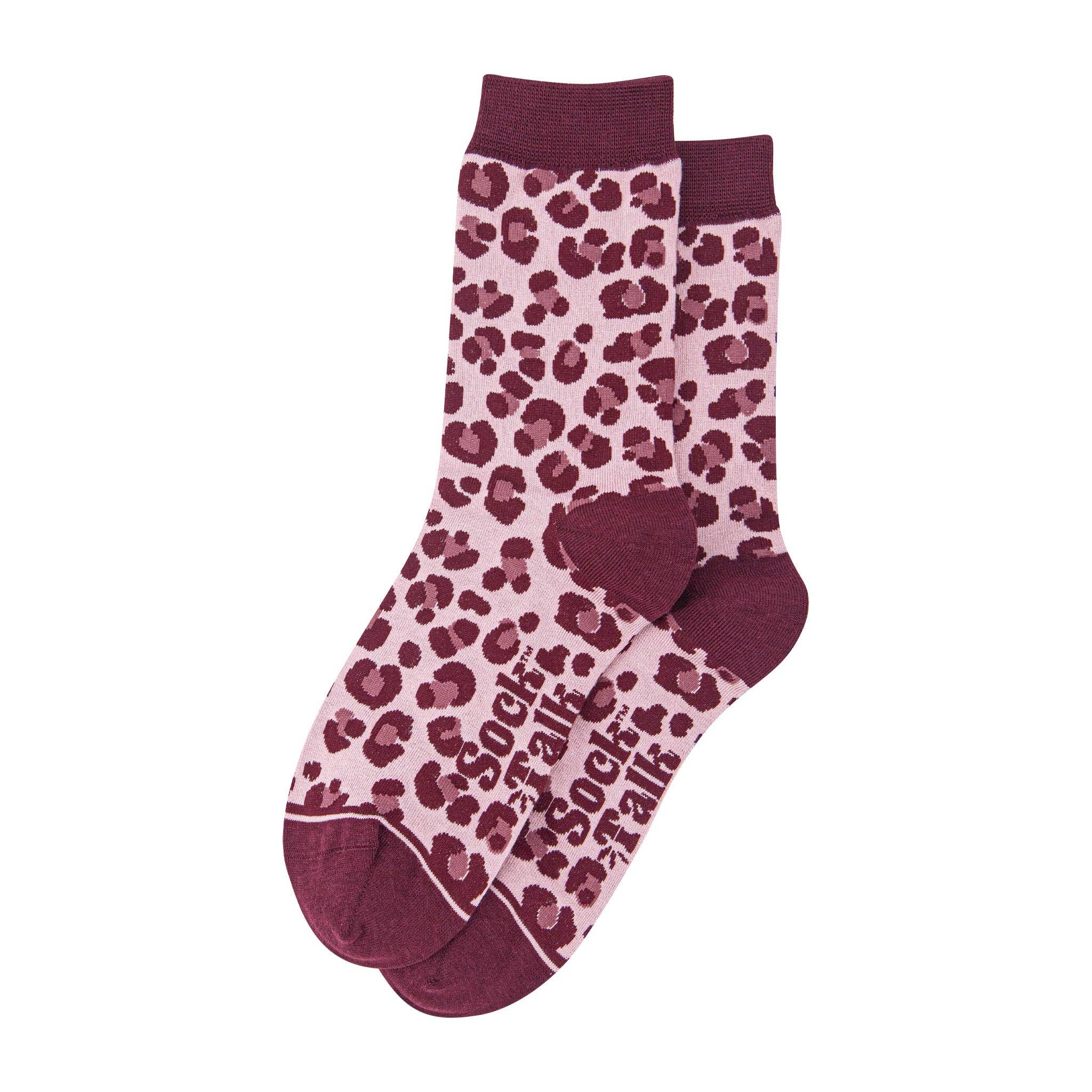 Sock Talk - Wholesale Socks - Women's - Women's Bamboo Socks - Light Pink/Berry, Leopard1