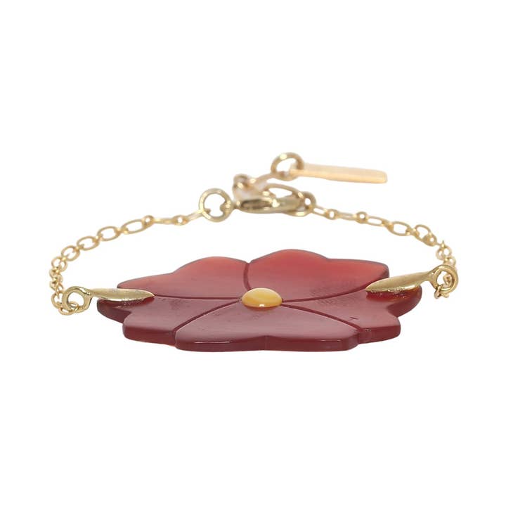 BRACCIALE REGOLABILE FIORE ROSSO per la vendita all'ingrosso da parte di Nature Bijoux