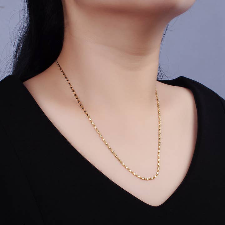 Aim Eternal - Wholesale Link & Chain Necklace - 18"/20"Gold Filled 1.5mm Sunburst Unique Link Chain Necklace1