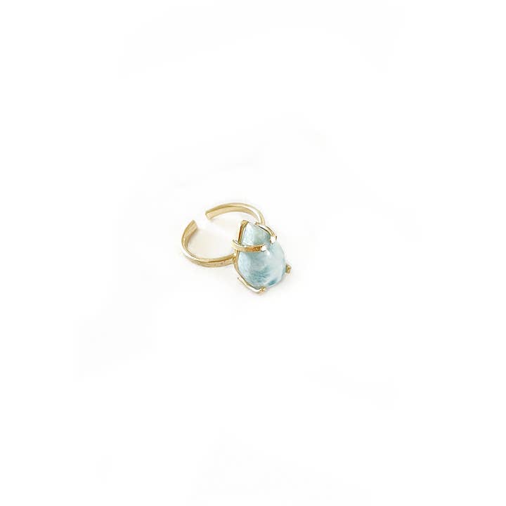 Crystal and Sage - Wholesale Cocktail/Statement Ring - 18-carat gold-filled Larimar ring