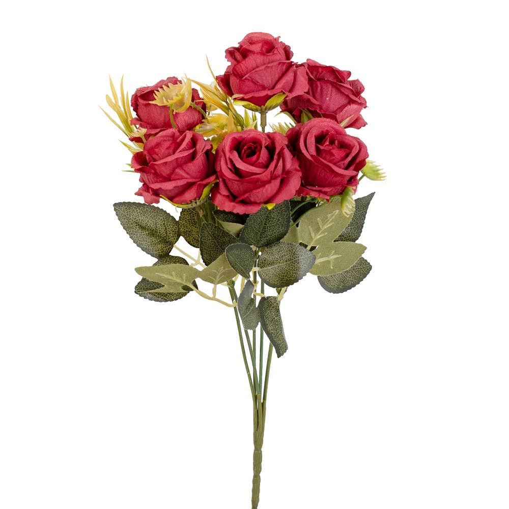 Factory Direct Craft - Wholesale Artificial Flowers - 13-inch Artificial Roses Nosegay Bush - Select Color3