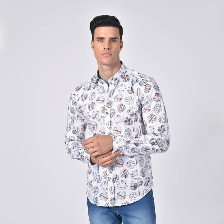 EIGHT X - Wholesale Buttoned-down shirt – Men's - Multicolored Waffle Fries Print Shirt1