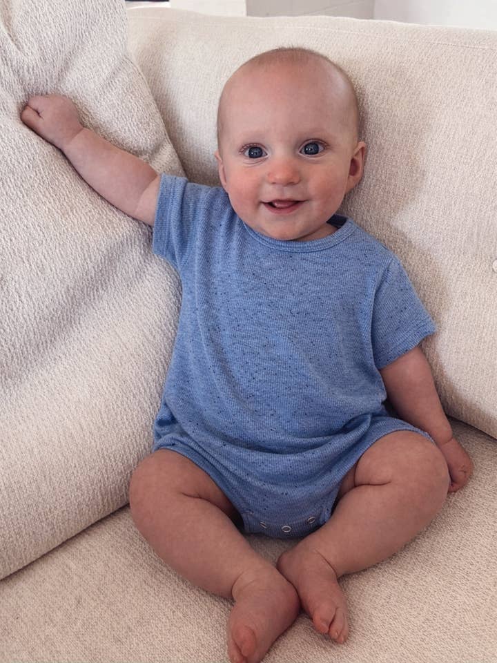 SIIX Collection - Wholesale Bodysuit (Non-Footed) - Baby - Blue Speckle / T-Shirt Bubble