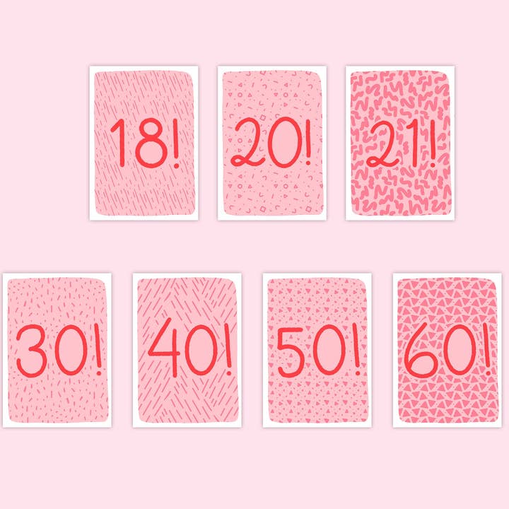 Pretty in Pink Age Birthday Card for wholesale by Evesdrop Designs