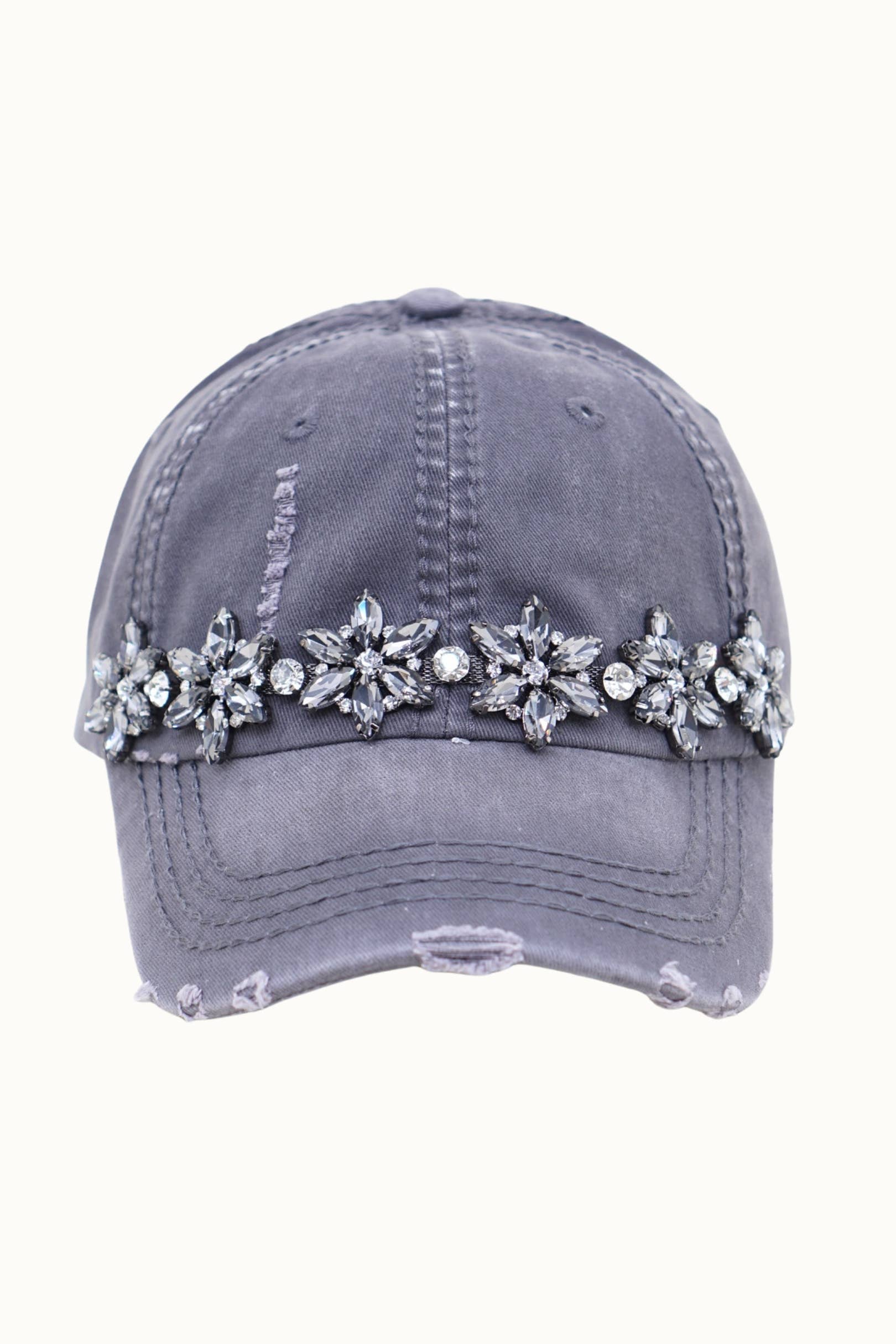 Olive & Pique – Großhandel Basecap – Damen – Verzierte Bling-Glitz Cap mit Used-Look, verstellbar14