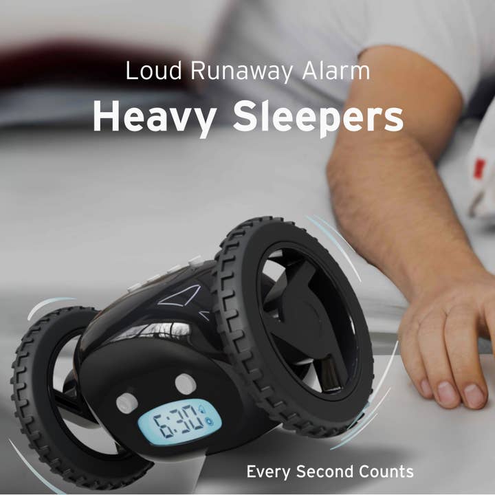 Clocky - Vendita all'ingrosso Sveglia - Sveglia rumorosa su ruote per dormiglioni (ruote nere)4