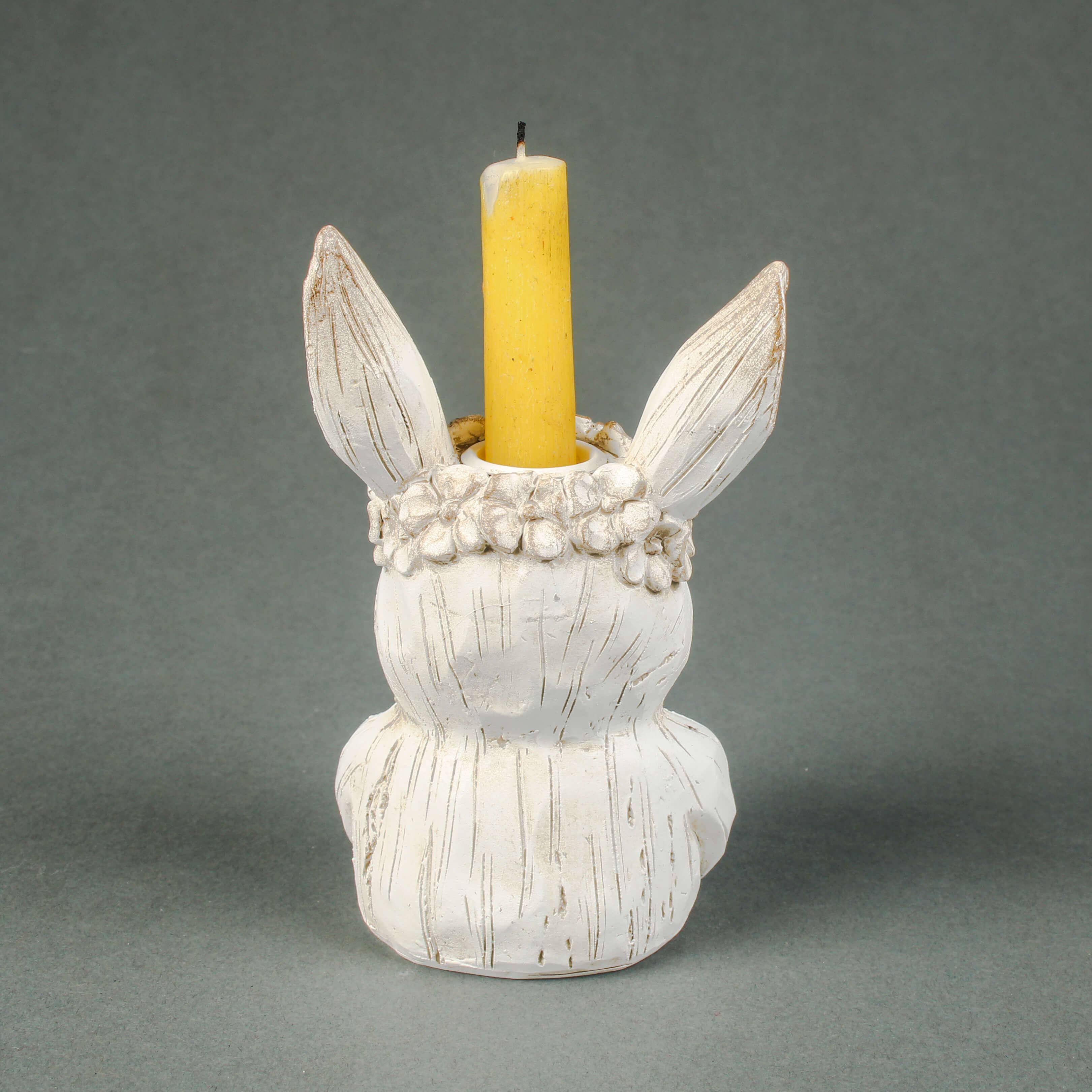 Originals International Ltd – wholesale Candle holder – Distressed White Rabbit Taper Candle Holder2
