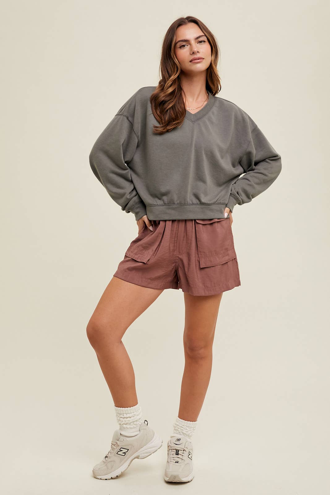Wishlist Apparel - Wholesale Sweatshirt - Women's - WASHED FRENCH TERRY CROP SWEATSHIRT / WL24-8797T1