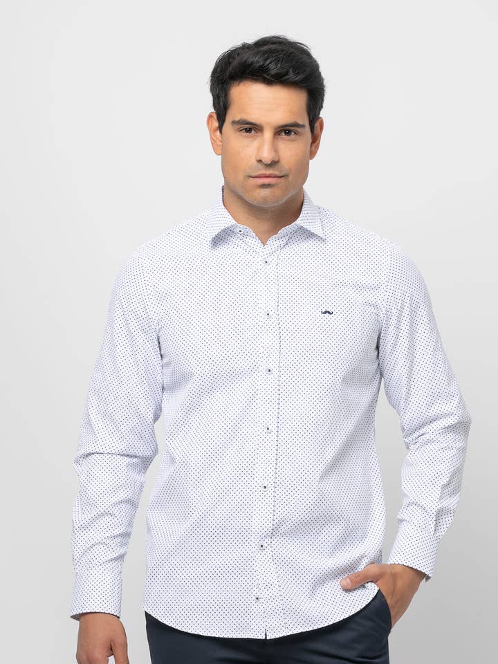 Printed cotton slim fit shirt w/o fito for wholesale by Núñez de Arenas