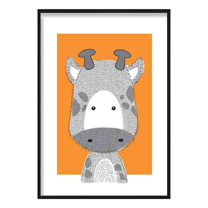 Giraffe Sketch Style Nursery Orange Poster for wholesale by Artze Wall Art