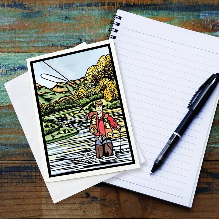 Sarah Angst Art - Wholesale Everyday Greeting Card - Greeting Card Fly Fishing River