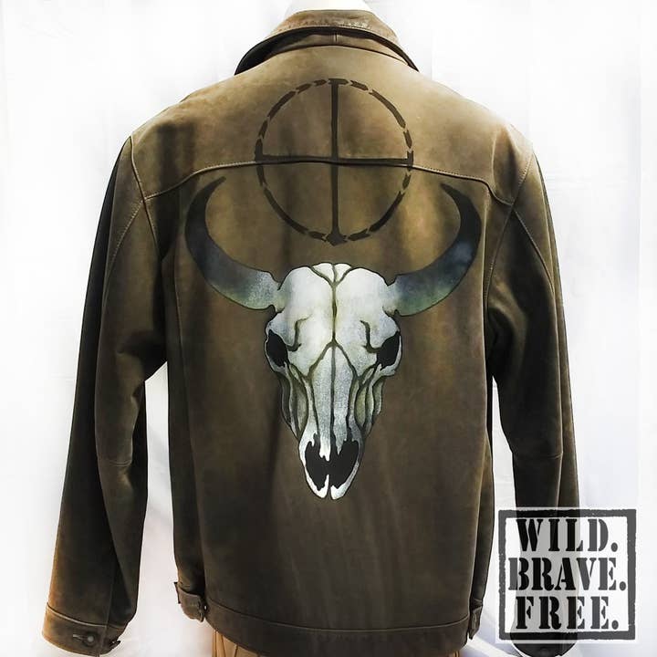 "Buffalo" One of A Kind, Men's Leather Art Jacket (L) for wholesale by WILD. BRAVE. FREE.