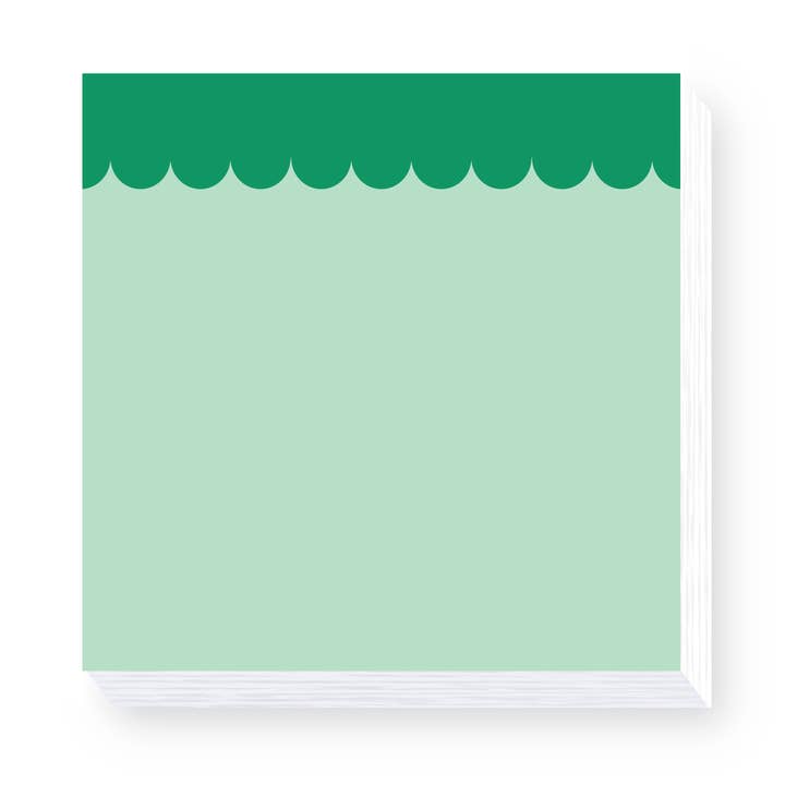 Green Scallop Post It Note for wholesale by Happy Little Paper Co